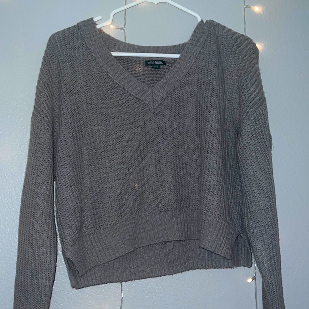 Grey sweater slightly cropped